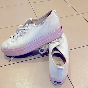Keds platform sneakers. Women’s size 11. Pink bottoms.